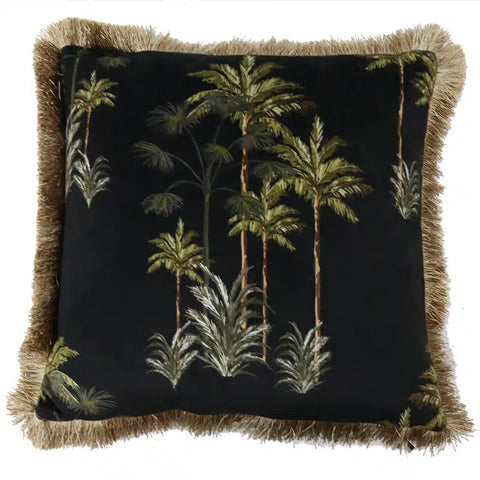 Cushion - Black Velvet Palm Tree