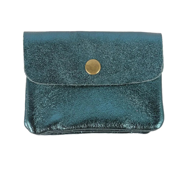 Metallic Leather Coin/Card Purse - Emerald