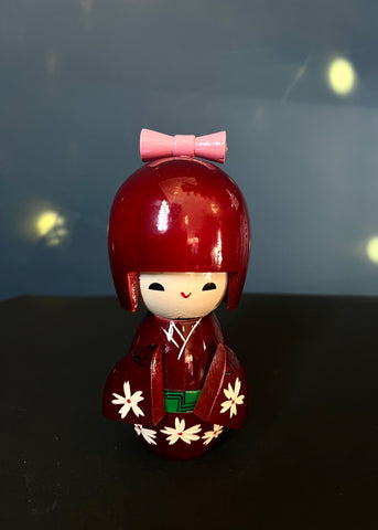 Vintage Kokeshi - Burgundy Girl