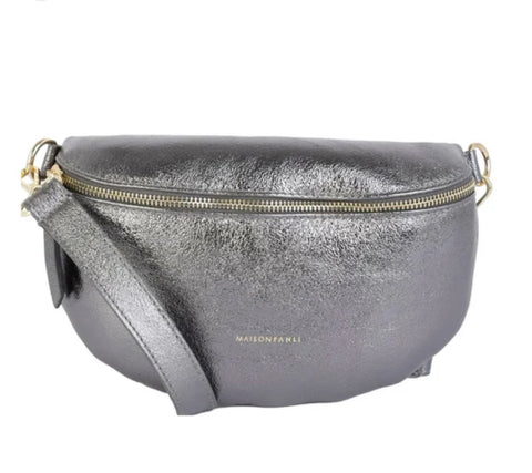 Metallic Leather Bum Bag - Grey (Coming Soon)