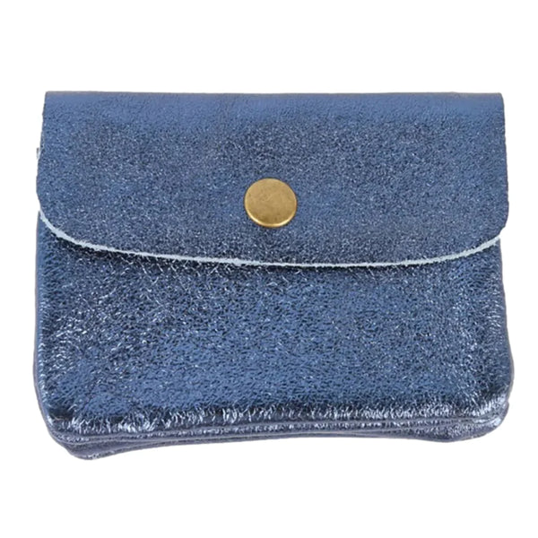 Metallic Leather Coin/Card Purse - Blue Jeans