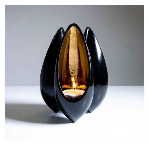 Onject VB Seed Pod Tealight Holder - Black with Copper Lustre